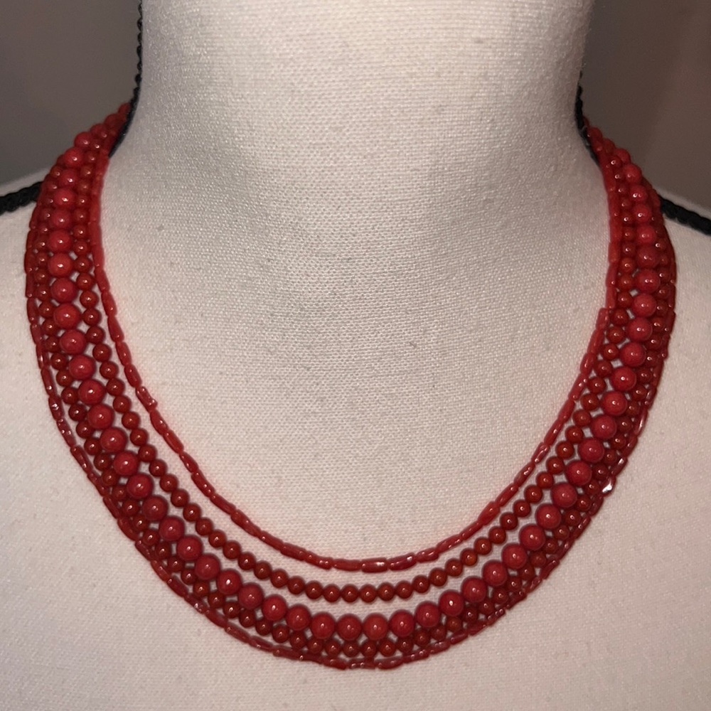 Wendy Mink vintage coral multi strand necklace!